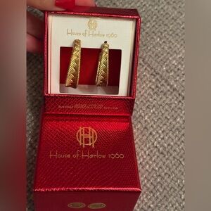 House of Harlow 1960 Gold Textured Hoop Earrings